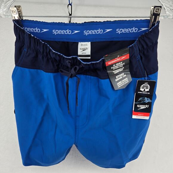 Speedo Mens Swim Trunks Blue Size Small Marina Flex Volley 17" Pocket NWT - Picture 2 of 12